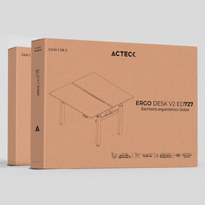 Escritorio Electrico Doble ACTECK ERGO DESK V2 ED727 Altura ajustable Blanco 60kg AC-937276