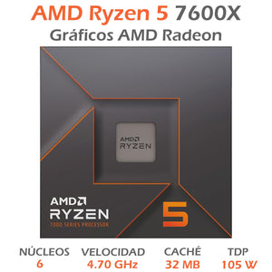 Procesador AMD RYZEN 5 7600x 5.3 GHZ 6 Core AM5 100-100000593WOF