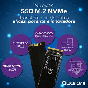 Unidad de Estado Solido SSD M.2 512GB QUARONI NVMe PCIe 3.0 2000/1600 MB/s MN29B