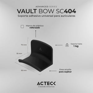 Soporte Base universal adhesivo para audifonos ACTECK VAULT BOW SC404 Negro AC-936583