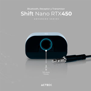 Adaptador ACTECK SHIFT NANO RTX450 Bluetooth 5.0 USB Aux. 3.5mm Negro AC-934879