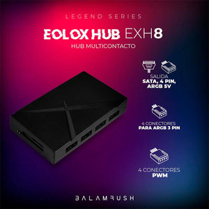 Controladora ARGB BALAM RUSH EOLOX EXH8 SATA 8 conectores 4x4 y 4x3 pines Negro BR-938105