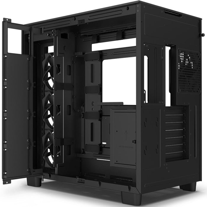 Gabinete Gamer NZXT H9 Flow ATX 4 Fan Cristal Templado Negro CM-H91FB-01