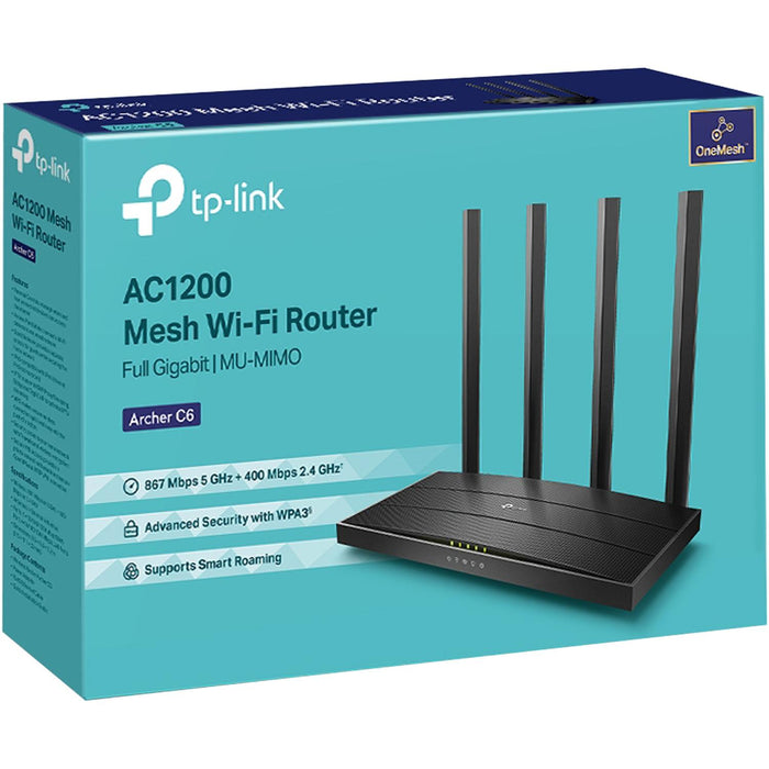 Router Inalambrico TP-LINK ARCHER C6 AC1200 V4.0 Dual Band 802.11ac 1200Mbps