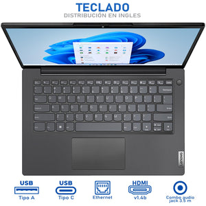 Laptop LENOVO V14 G4 AMD Ryzen 5 5500U 8GB RAM 256GB SSD 14" Windows 11 Pro Teclado en Ingles