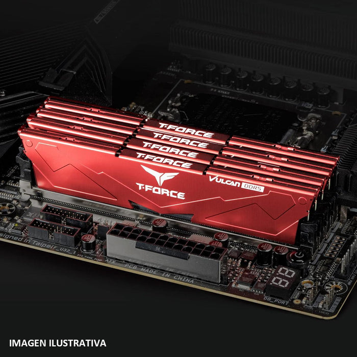 Memoria RAM DDR5 32GB 5600MT/s TEAMGROUP T-FORCE VULCAN 2x16GB Rojo FLRD532G5600HC32DC01