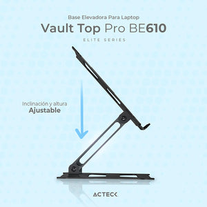 Base Elevadora ACTECK VAULT TOP PRO BE610 Para Laptop 13" Ajustable Antiderrapante Negro AC-934541