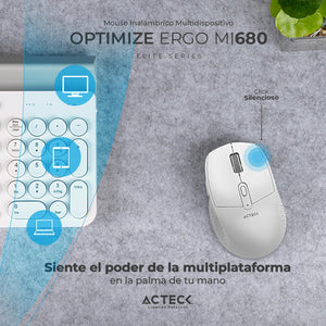 Kit Teclado y Mouse ACTECK Inalambrico 2.4GHz 1600DPI Blanco