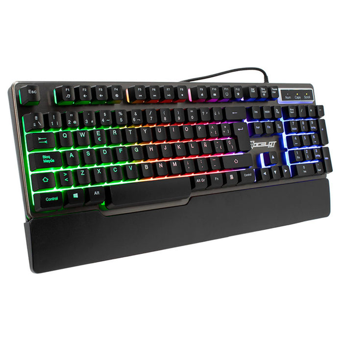 Teclado Gamer OCELOT OKM-S2 Membrana RGB USB Reposamuñecas