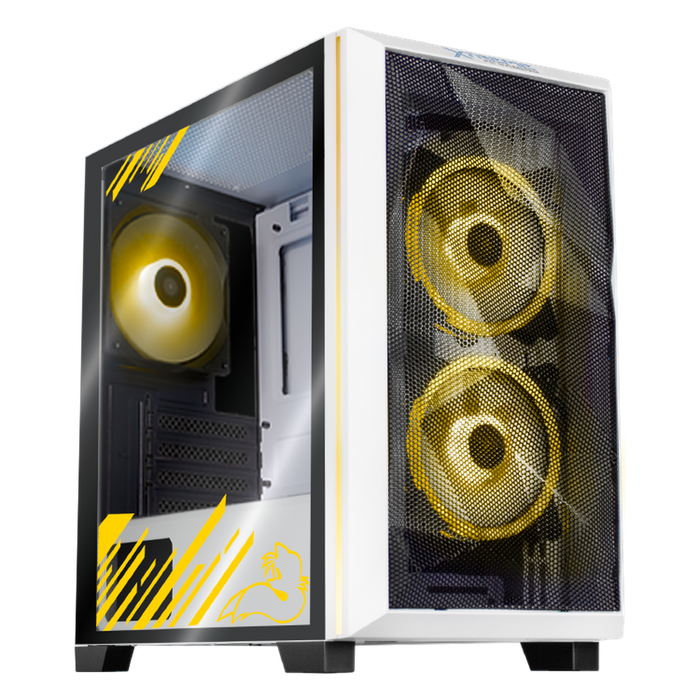 Gabinete Gamer XTREME PC GAMING Tails Edition Micro Torre Micro ATX 3 Fan Cristal Templado ARGB Blanco