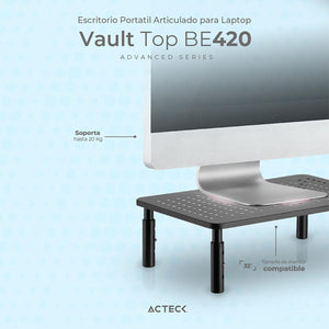 Base Elevadora ACTECK VAULT TOP BE420 para Monitor 32" Ajustable Antiderrapante Negro AC-934572
