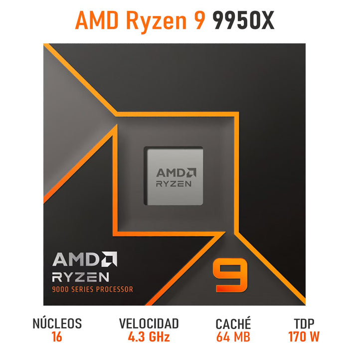 Procesador AMD RYZEN 9 9950X 4.3 GHz 16 Core AM5 100-100001277WOF