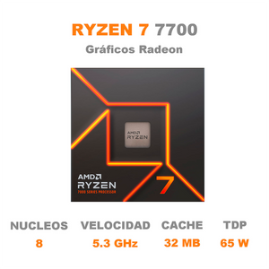 Procesador AMD RYZEN 7 7700 5.3 GHZ 8 Core AM5 100-100000592BOX