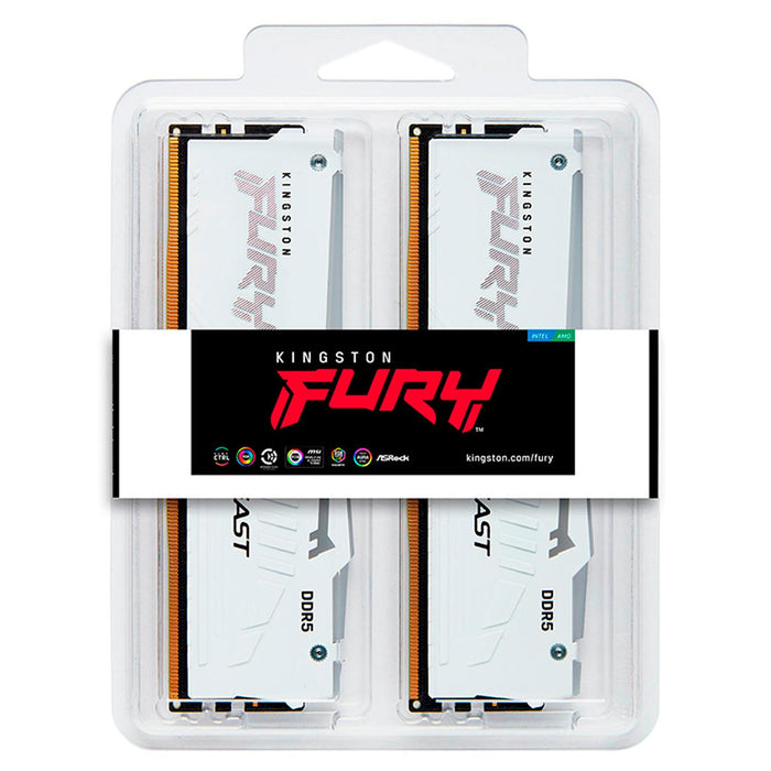 Memoria RAM DDR5 64GB 5600MT/s KINGSTON FURY BEAST RGB 2x32GB Blanco KF556C36BWEAK2-64