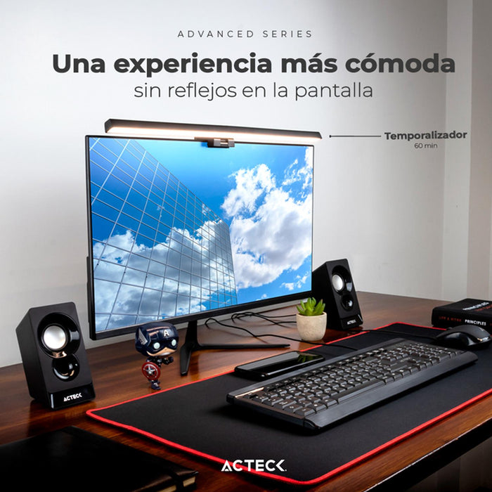 Barra de Luz para Monitor ACTECK LUMINATE TOP BL465 Ultradelgado Luz Ajustable USB Negro AC-934985