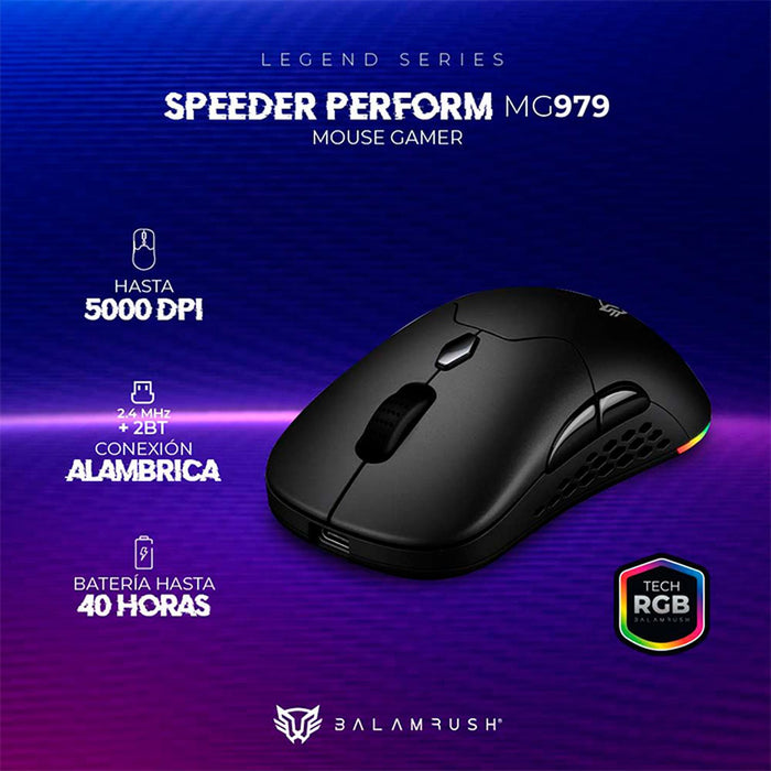 Mouse Gamer BALAM RUSH SPEEDER PERFORM MG979 10000dpi Inalambrico Negro BR-936842