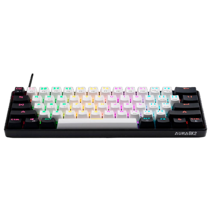 Teclado Gamer Mecanico GAMDIAS AURA GK2 Switch Red USB Iluminacion LED Blanco