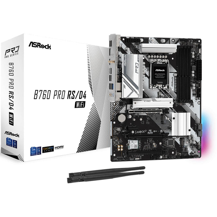 Tarjeta Madre ASROCK B760 PRO RS/D4 WIFI LGA 1700 4x DDR4 3x M.2 PCIe 4.0 USB-C WIFI 6E BT 5.3 ATX