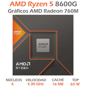 Procesador AMD RYZEN 5 8600G 4.3 GHz Six Core AM5 100-100001237BOX