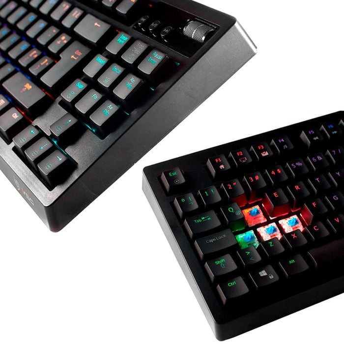 Teclado Gamer Mecanico VSG Quasar Switch Azul RGB Negro VG-K387-BLK-BLU