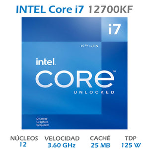 Procesador INTEL Core I7 12700KF 3.6 GHz 12 Core 1700 BX8071512700KF
