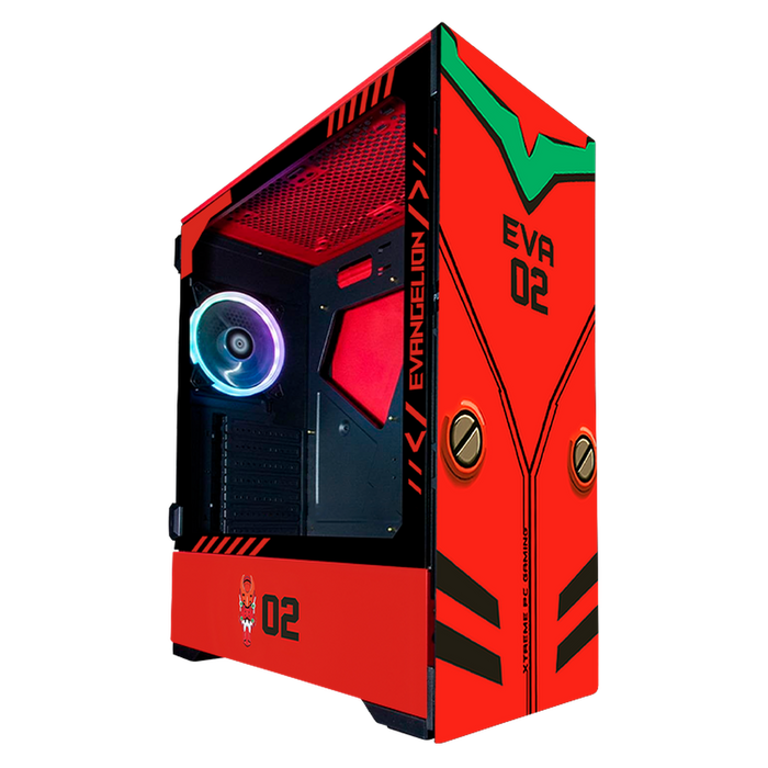 Gabinete Gamer XTREME PC GAMING Evangelion 02 Edition Torre Completa E-ATX 4 Fan Cristal Templado ARGB Rojo