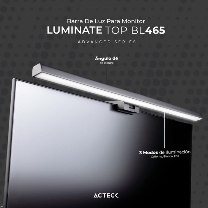 Barra de Luz para Monitor ACTECK LUMINATE TOP BL465 Ultradelgado Luz Ajustable USB Negro AC-934985