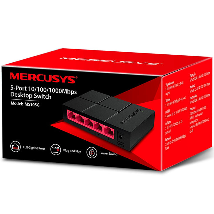 Switch MERCUSYS MS105G Mini Gigabit 5 Puertos RJ45 10/100/1000Mbps