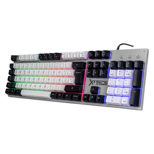 Kit Gamer 2 en 1 XTREME PC GAMING Battle Chief Teclado y Mouse Membrana Español 3600 DPI RGB USB Blanco y Negro