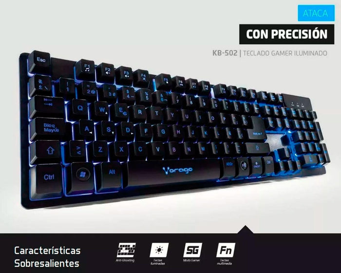 Teclado VORAGO STAR THE GAME Alambrico USB RGB Negro KB-502