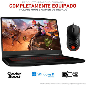 Laptop Gamer MSI GF63 Nvidia GeForce RTX 2050 Intel Core i5 12450H 32GB RAM 1.4TB SSD 15.6" 144Hz Windows 11 Home + Mouse DXT Gaming Teclado en Ingles (Reacondicionado)