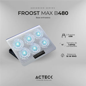 Base Enfriadora ACTECK FROOST MAX B480 Laptop 6 Fan Blanco AC-936163