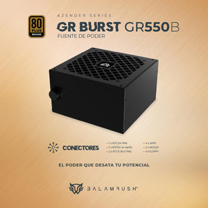 Fuente de Poder PC 550W Gamer BALAM RUSH GR BURST GR550B 80 Plus Bronze No Modular Negro BR-937696