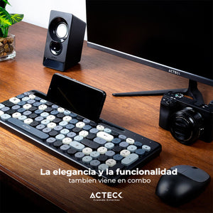 Kit Teclado y Mouse ACTECK CREATOR CHIC COLORS MK470 Inalambrico USB 2.4Ghz Delgado Gris AC-935180