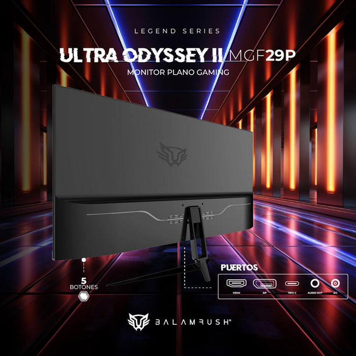 Monitor Gamer 29 BALAM RUSH ULTRA ODYSSEY II MGF29P 1Ms 75Hz Ultra Wide Full HD BOE ADS LED RGB USB-C BR-938648