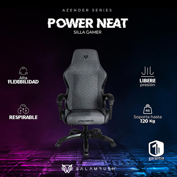 Silla Gamer BALAM RUSH POWER NEAT Ergonomica Ajustable 155° 120kg Gris BR-938242