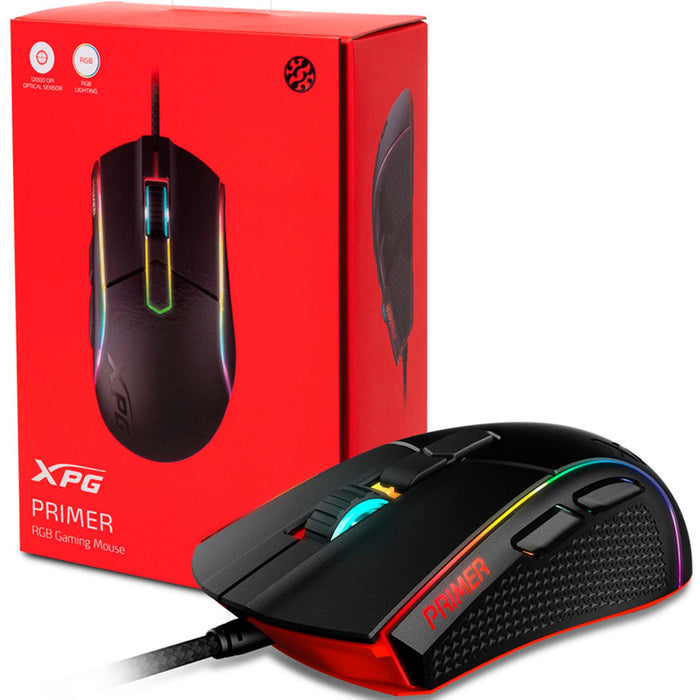 Mouse Gamer XPG PRIMER USB RGB 12000DPI 6 Botones PRIMER-BKCWW