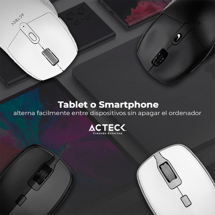 Mouse ACTECK OPTIMIZE ERGO MI680 1600dpi 6 botones Inalambrico USB 2.4 Ghz Negro AC-934077