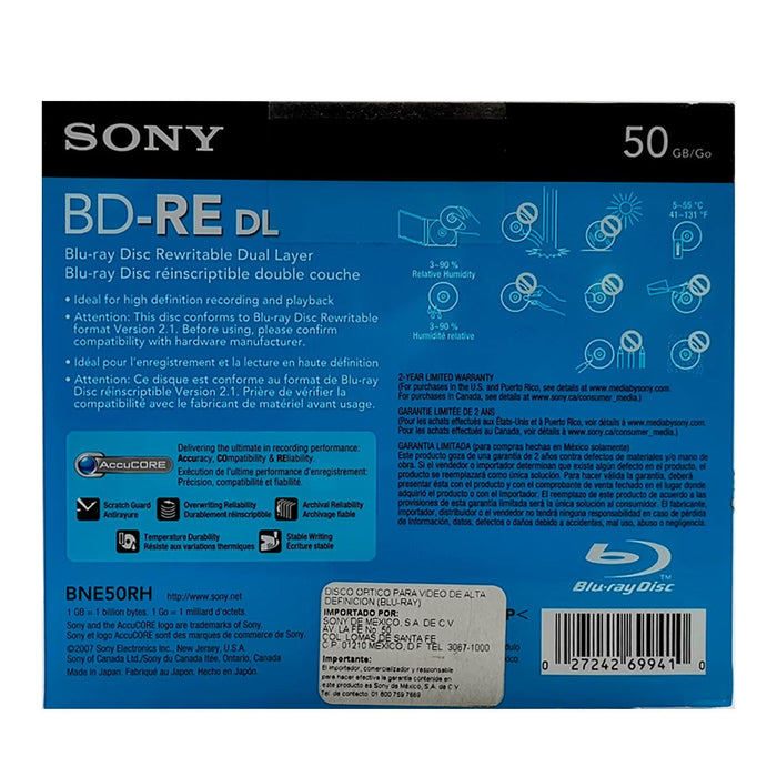 Disco SONY Blu-Ray 50GB Virgen 1 Pieza BNE50RH