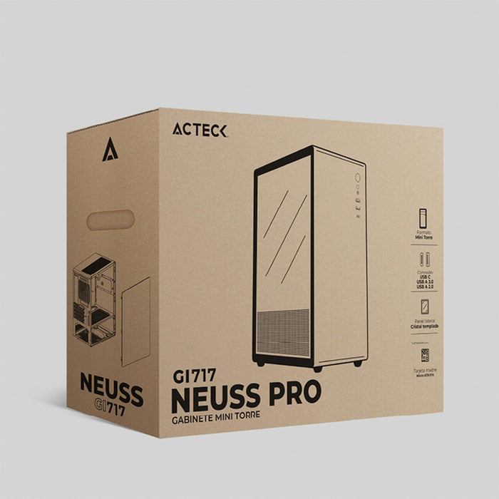 Gabinete ACTECK NEUSS PRO GI717 Micro ATX Mini Torre Cristal Templado USB-C Blanco AC-936002