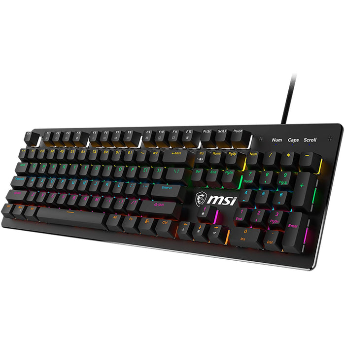 Teclado Gamer MSI FORGE GK300 BLUE US RGB USB Switch Azul Mecanico Negro