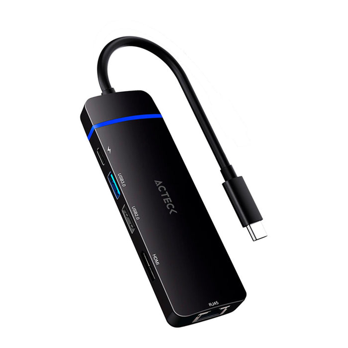 HUB ACTECK GATE 5 DH650 Multipuerto 5 en 1 USB-C USB Ethernet HDMI 4k Negro AC-936774