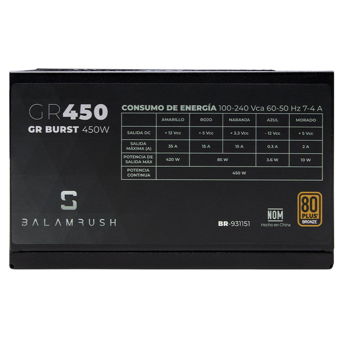 Fuente De Poder PC 450W BALAM RUSH 80 Plus Bronze BR-931151