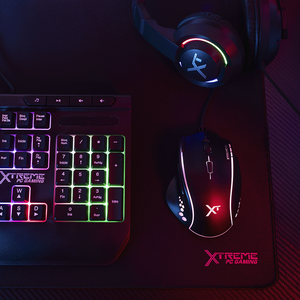 Kit Gamer 4 en 1 XTREME PC GAMING Battle Force Teclado Mouse Audifonos MousePad Membrana Español RGB USB Negro