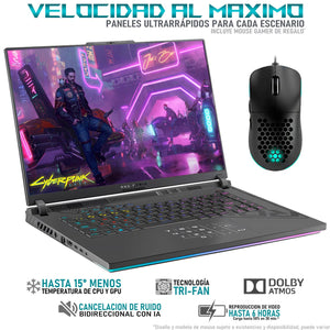 Laptop Gamer ASUS ROG Strix G16 NVIDIA GeForce RTX 4060 8GB Intel Core i7 13650HX 64GB RAM 1.5TB SSD 16" Windows 11 Home Teclado en Español + Mouse DXT Gaming