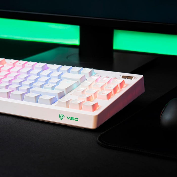 Teclado Gamer Mecanico VSG Quasar Switch Rojo RGB Blanco VG-K387-WHT-RED