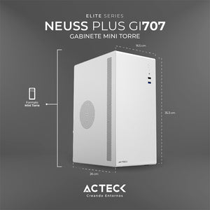 Gabinete ACTECK NEUSS PLUS GI707 Micro ATX Mini Torre Fuente 200w Blanco AC-936026