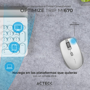 Kit Teclado y Mouse Inalambrico ACTECK 2.4GHz 1600DPI Blanco