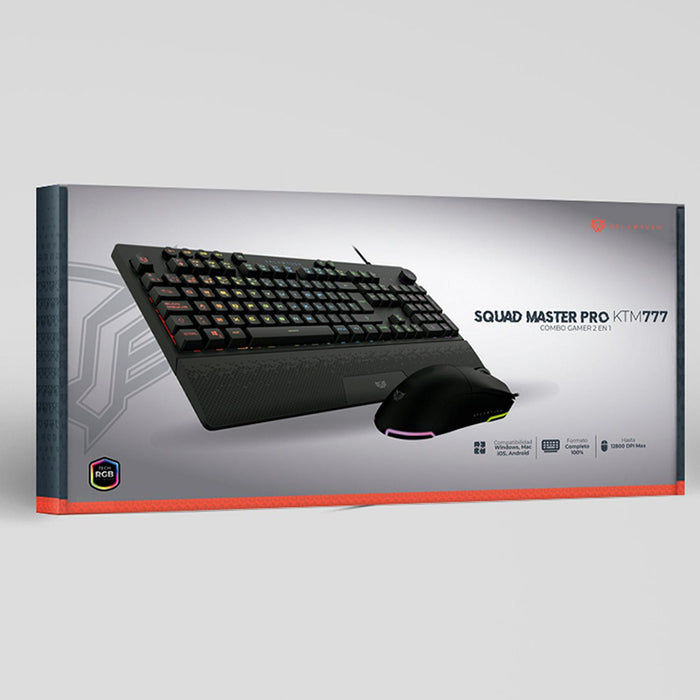 Kit Teclado y Mouse Gamer BALAM RUSH SQUAD MASTER PRO KTM777 Alambrico USB RGB Negro BR-936903