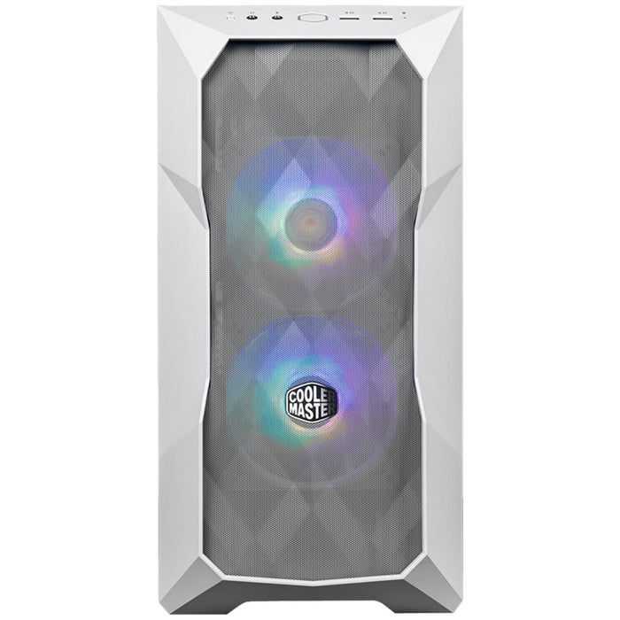 Gabinete Gamer COOLER MASTER MasterBox TD300 Mesh Micro ATX 2 Fan Cristal Templado ARGB Blanco